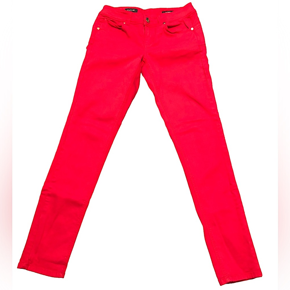 Cache Skinny Jeans Bright Red Size 4
